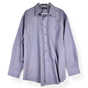 Croft Barrow Dress Shirt Mens 18 34/35 Purple Long Sleeve Button Up Broadcloth